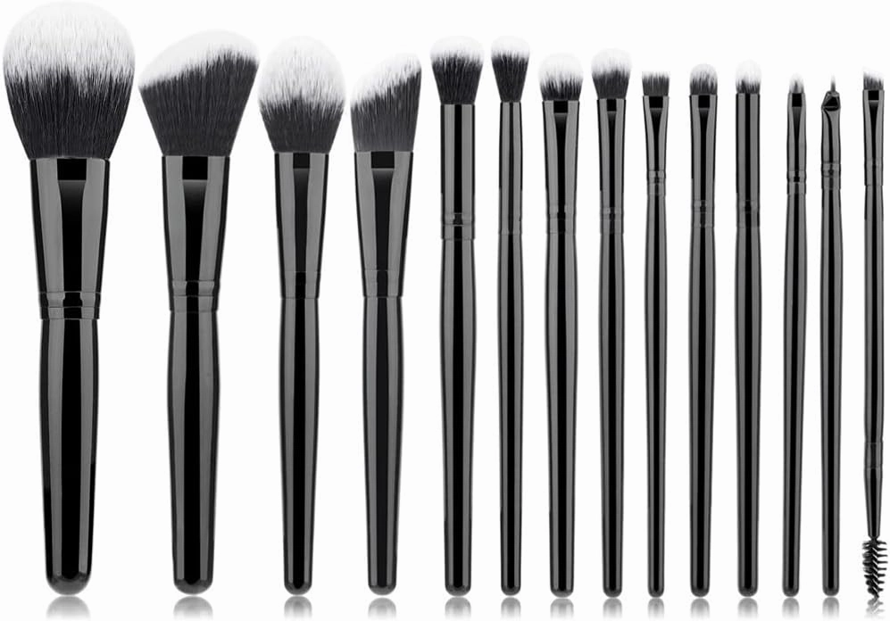 HBJWOV 14 Pieces of Bright Black Set Brush Makeup Brush Set Eyeliner Brush Eye Shadow Brush Brush Makeup Brush