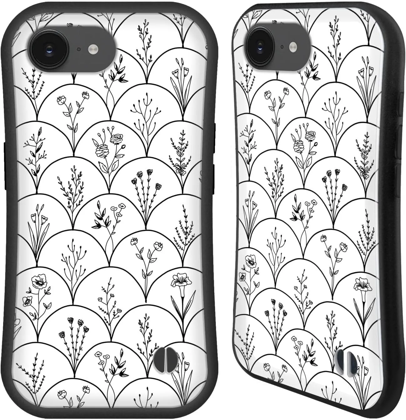 Head Case Designs Officially Licensed Anis Illustration Wild Flowers Black Scallops Spring Patterns Hybrid Case Compatible with Apple iPhone 16e