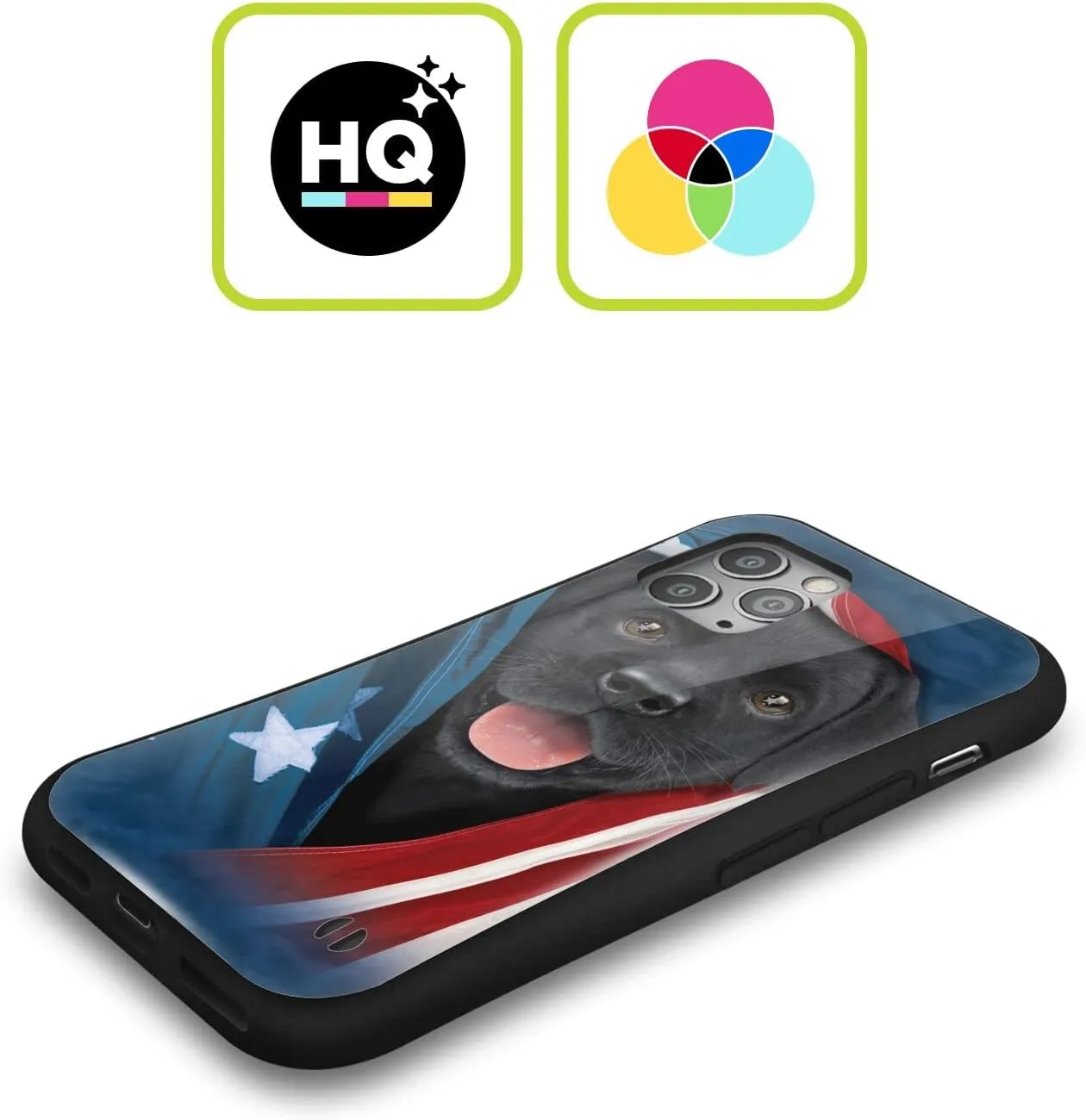 Head Case Designs Officially Licensed Vincent HIE Patriotic Black Lab Canidae Hybrid Case Compatible with Apple iPhone 13