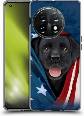 Head Case Designs Officially Licensed Vincent HIE Patriotic Black Lab Canidae Soft Gel Case Compatible with OnePlus 11 5G