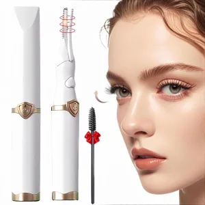 Heated Eyelash Curler, 2-in-1 Clip-Type Design, 3 Temperature Modes, USB Rechargeable Electric Eyelash Curler, Natural Curling 24H Long-Lasting Curl, Gift for Women & Girls, White-CB