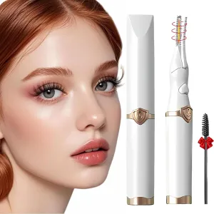 Heated Eyelash Curler, 2-in-1 Clip-Type Design, 3 Temperature Modes, USB Rechargeable Electric Eyelash Curler, Natural Curling 24H Long-Lasting Curl, Gift for Women and Girls, Beige