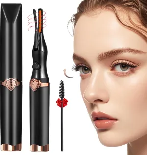 Heated Eyelash Curler - Fast Heat up in 8s - 3 Heat Modes with USB Rechargeable - Electric Eyelash Curler - Natural Curling 24 Hours Long Lasting, Anti-Burn Eyelid, Black CA