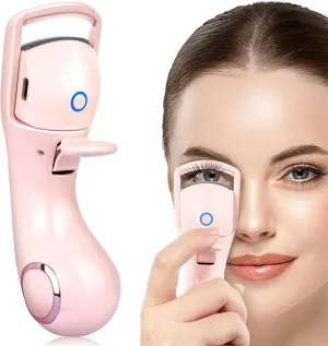 Heated Eyelash Curlers, Electric Eyelash Curler 3 Temperature Modes with USB Rechargeable Eyelash Curlers, Heated Lash Curler for Women Natural Eye Lash Curler Makeup Tool (Pink)