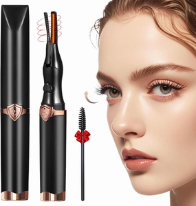 Heated Eyelash Curler - Fast Heat up in 8s - 3 Heat Modes with USB Rechargeable - Electric Eyelash Curler - Natural Curling 24 Hours Long Lasting, Anti-Burn Eyelid, Brown Black CB