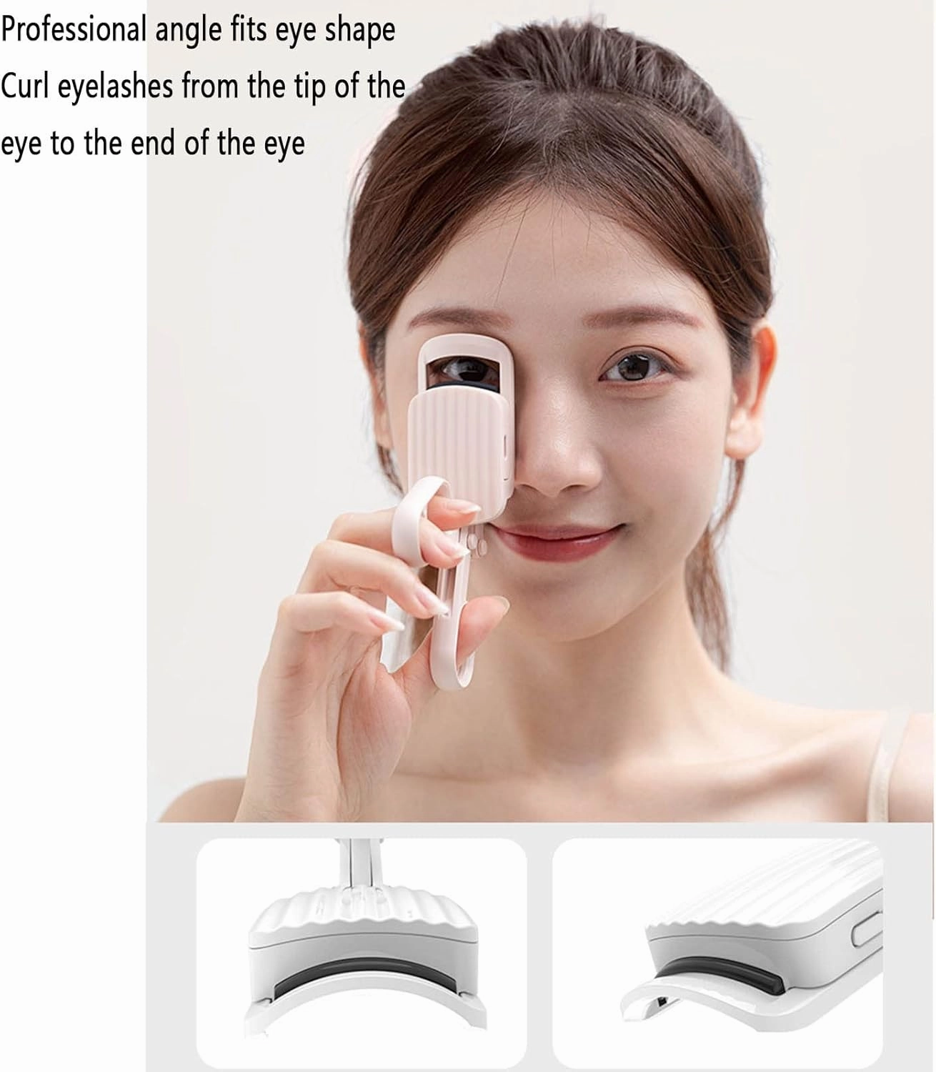 Heated Eyelash Curler Electric Lash Curler Curlers Heat Small Silicone Heating Pads for Women USB Rechargeable Portable (135.8X38X65.8mm,Pink)