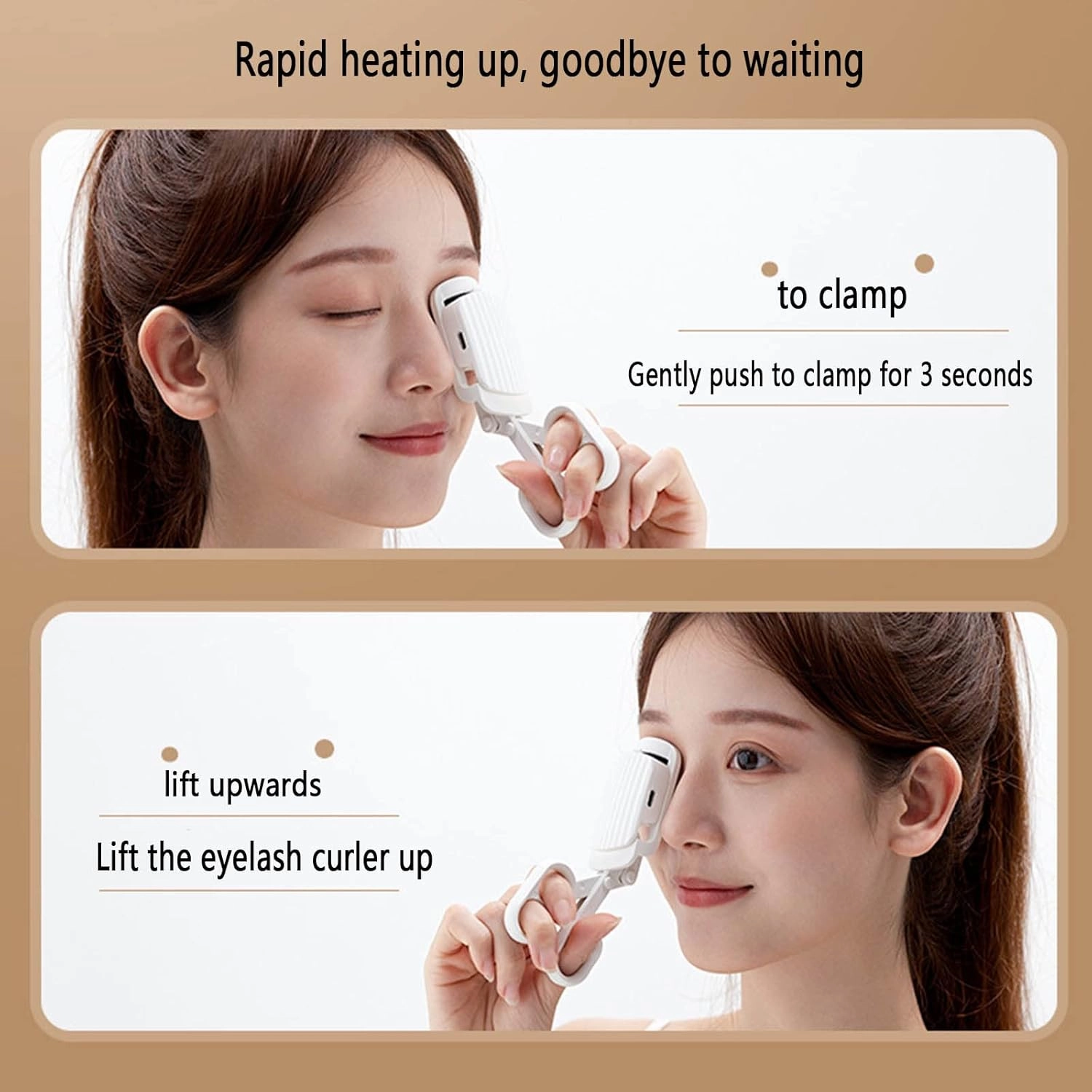 Heated Eyelash Curler Electric Lash Curler Curlers Heat Small Silicone Heating Pads for Women USB Rechargeable Portable (135.8X38X65.8mm,Pink)