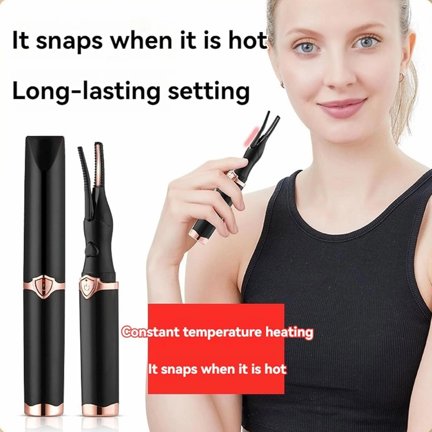 Heated Eyelash Curler for Long Lasting Natural Curling, Electric Eyelash Curler (1set Black)