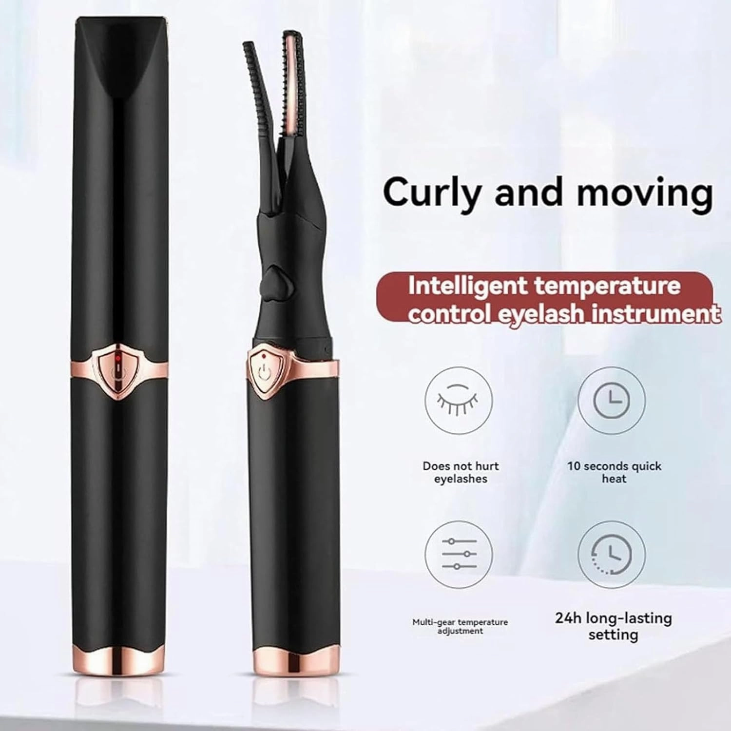 Heated Eyelash Curler for Long Lasting Natural Curling, Electric Eyelash Curler (1set Black)
