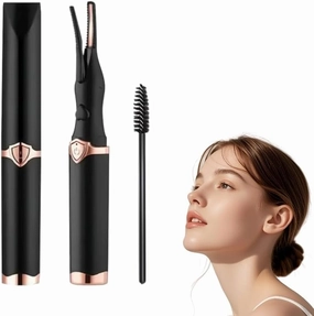 Heated Eyelash Curlers, Rechargeable Electric Heated Eyelash Curler, Rapid Temperature Control for Quick Natural Long, Portable Curling Wand for Travel (Black)