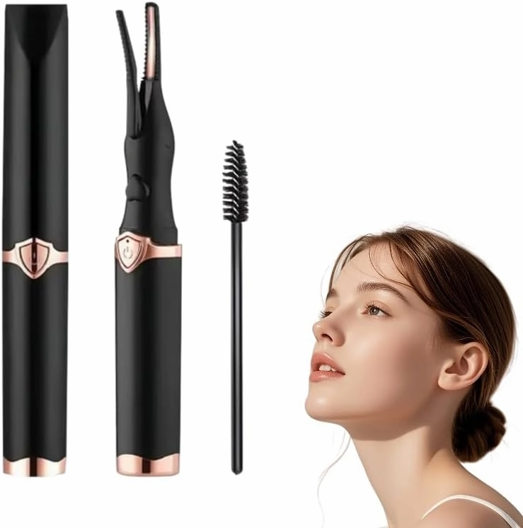 Heated Eyelash Curlers, Rechargeable Electric Heated Eyelash Curler, Rapid Temperature Control for Quick Natural Long, Portable Curling Wand for Travel (Black)