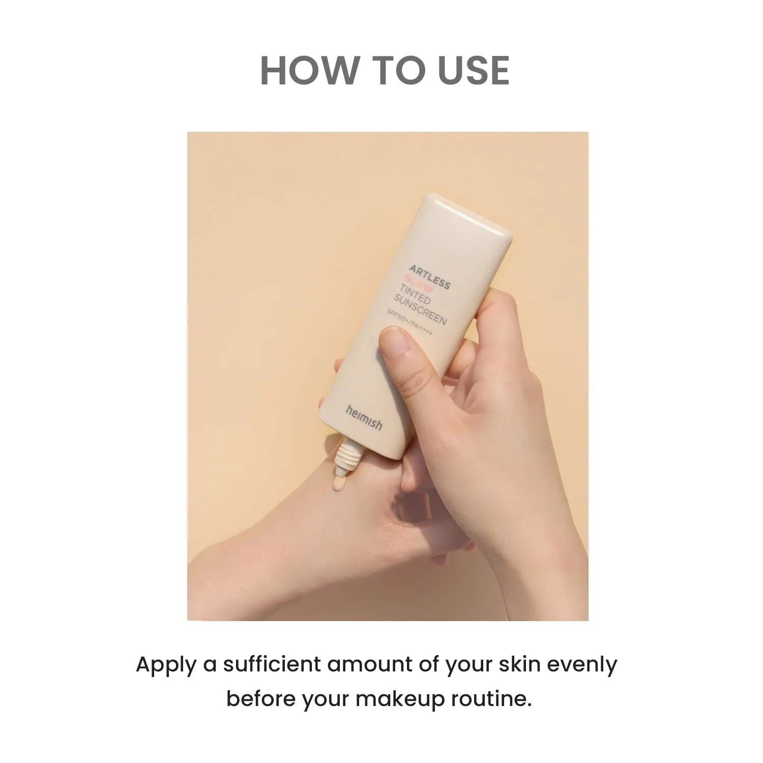 HEIMISH Artless Glow Tinted Sunscreen, Multipurpose Makeup Base, Primer, Highlighter, Lightweight, Non-greasy, Hydrating, Natural Finish with SPF 50  PA   , 1.35fl.oz/40ml, Shine Beige