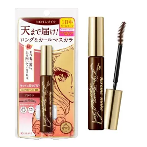 HEROINE MAKE by KISSME Long & Curl Up | Waterproof Mascara Brown, Lengthening & Volume Fiber Tubing Mascara Makeup, WP 02 Brown