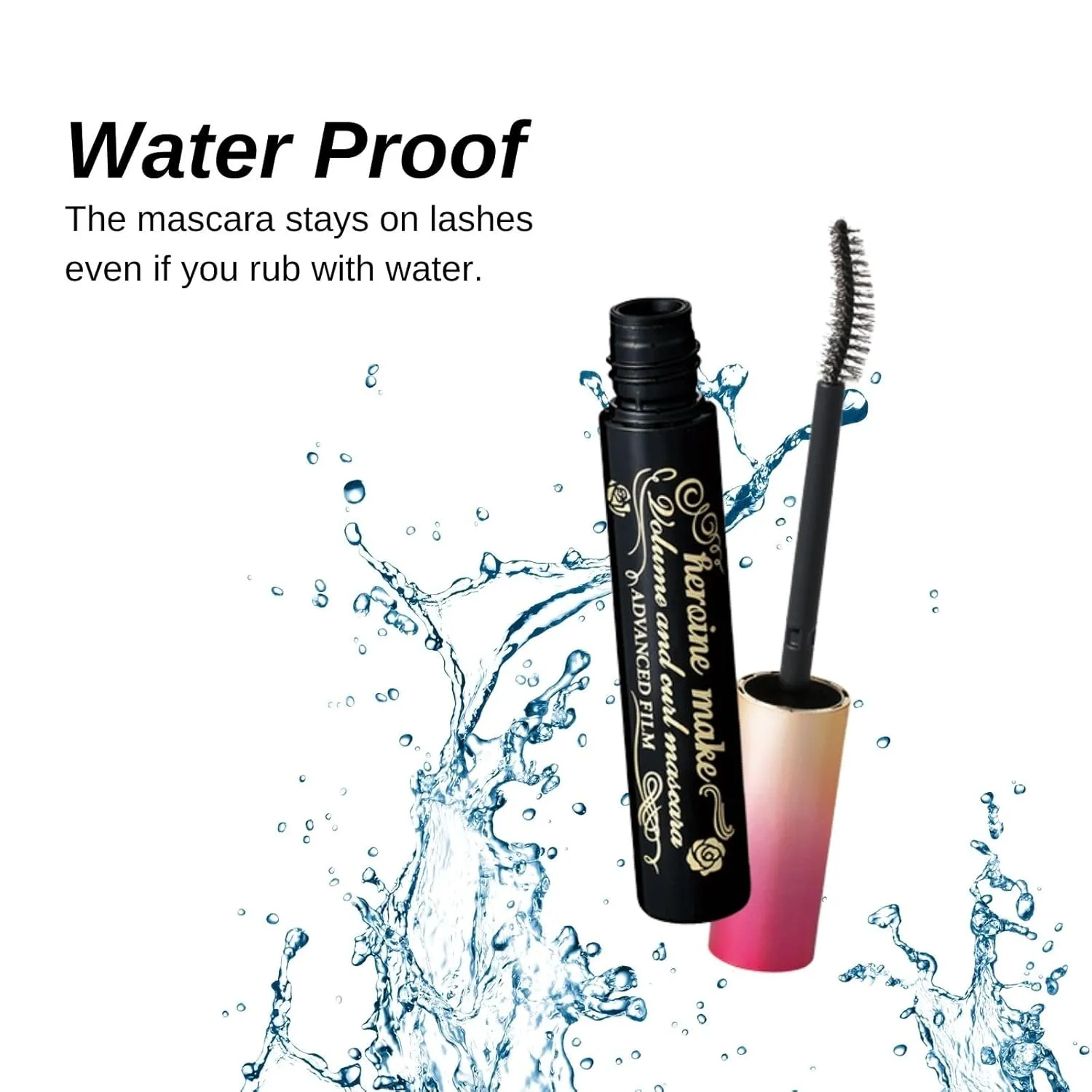 HEROINE MAKE by KISSME Mascara Duo Set | 2 Full-Size - Volumizing Eye Makeup & Curl, Waterproof Long-lasting False Eyelash Effect with Curvy Brush Advanced Film 01 Jet Black