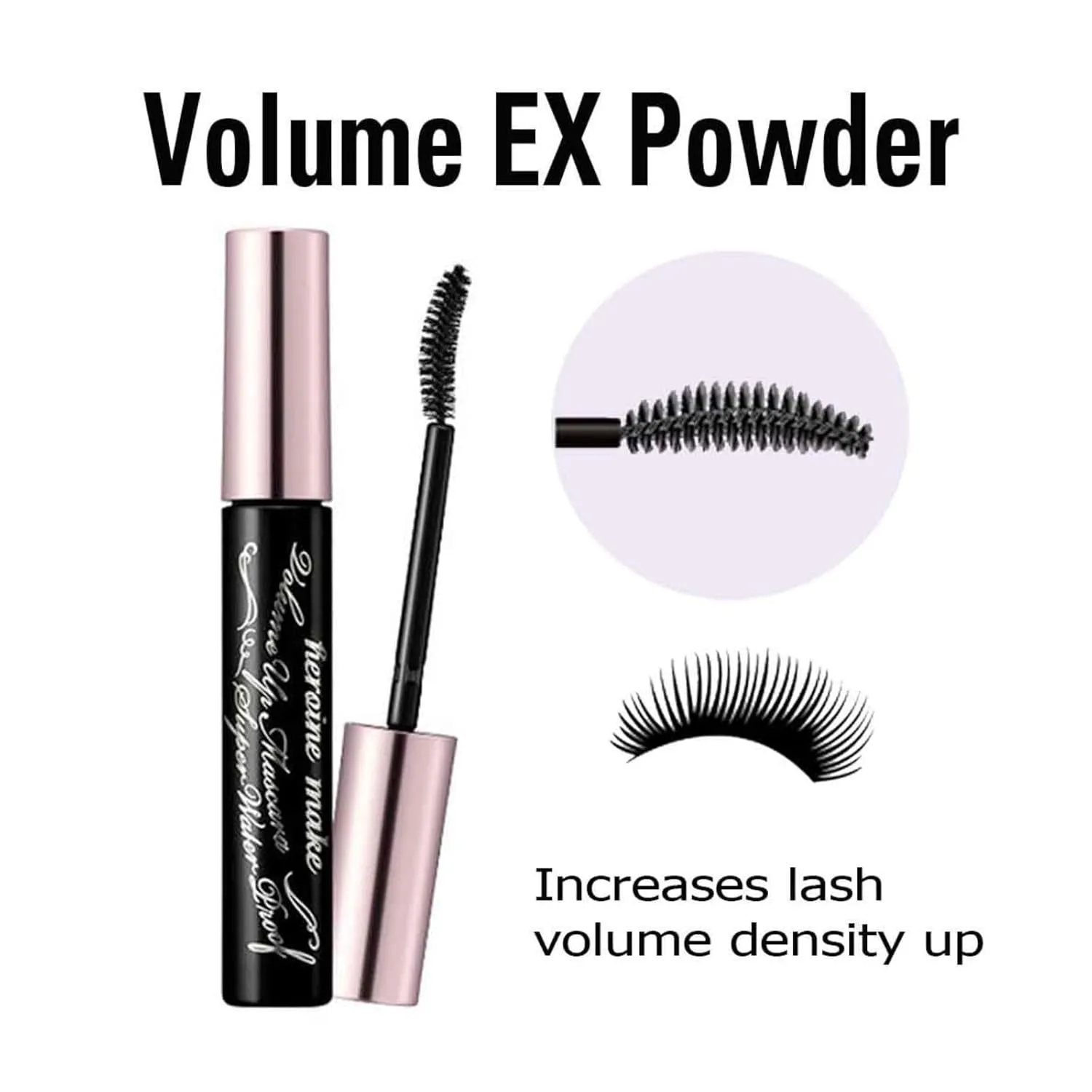 HEROINE MAKE by KISSME Mascara Trio Set | 3 Full-Size - Volumizing Eyemakeup Mascara with Waterproof Black Curvy Brush, Defining Fiber Long-lasting False Eyelash Effect, Made in Japan