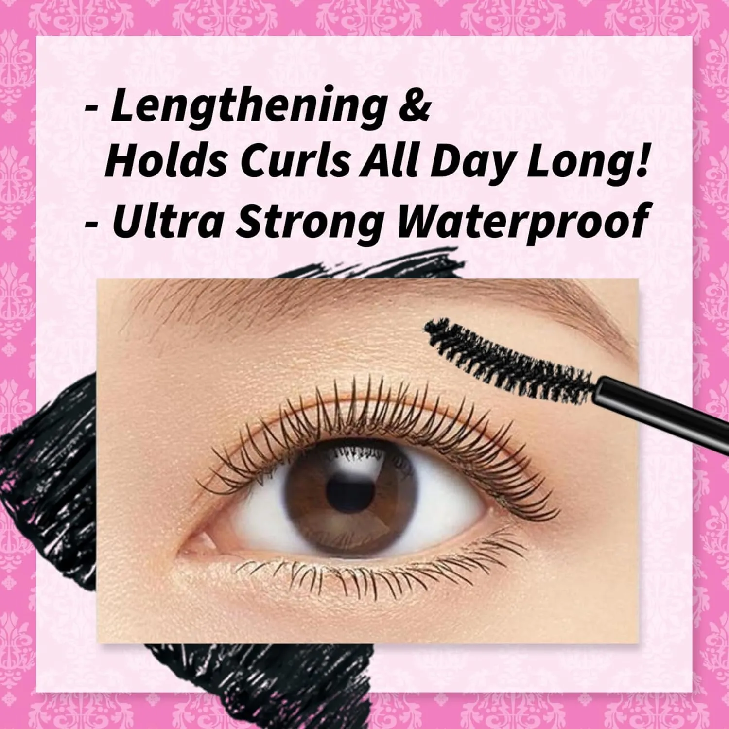HEROINE MAKE by KISSME Volumizing Eyemakeup Mascara with Waterproof Black Curvy Brush, Defining Fiber Long-lasting False Eyelash Effect, Made in Japan