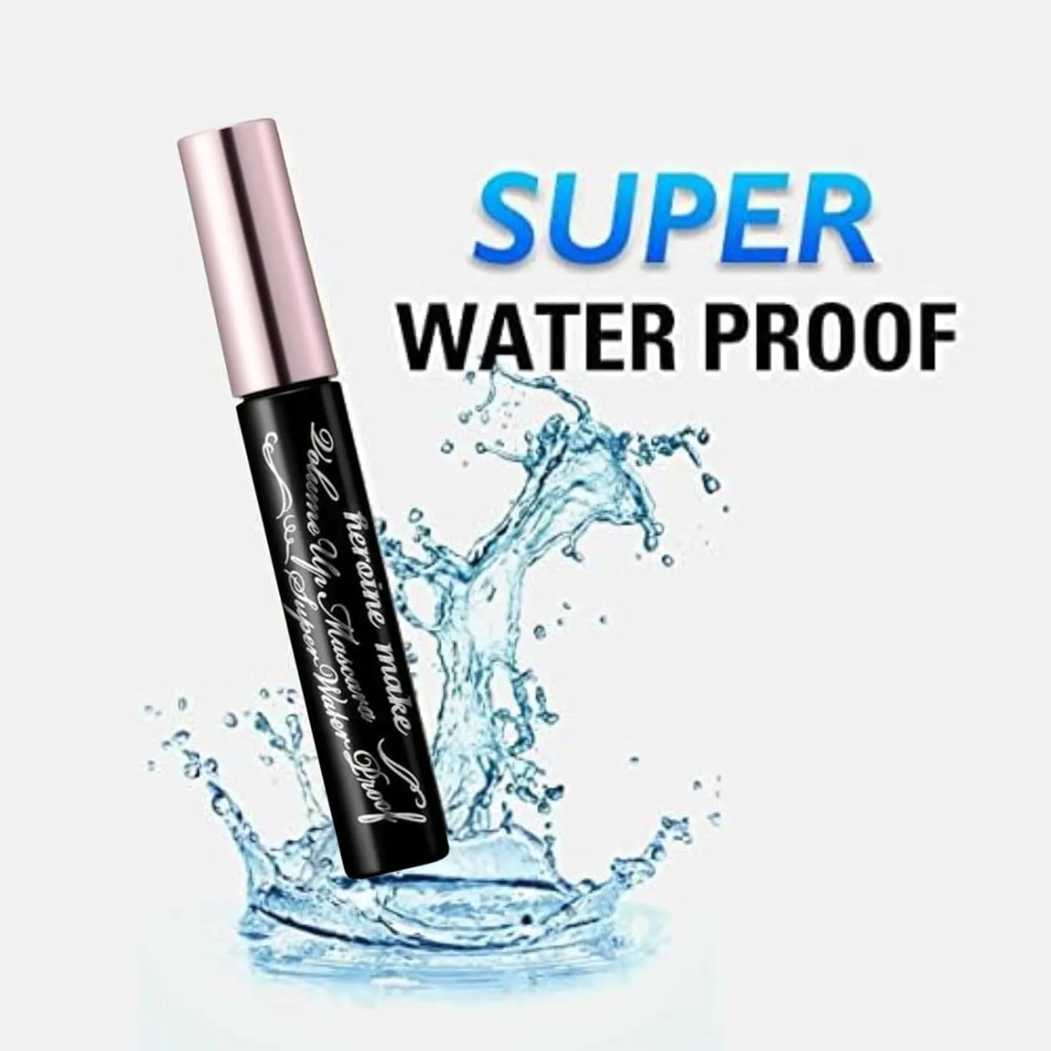 HEROINE MAKE by KISSME Volumizing Eyemakeup Mascara with Waterproof Black Curvy Brush, Defining Fiber Long-lasting False Eyelash Effect, Made in Japan