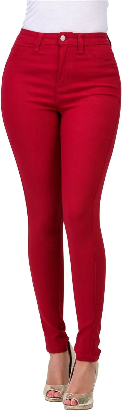 High Waisted Jeans for Women Stretch Skinny Colored Long Pants Plus Size Black White Khaki