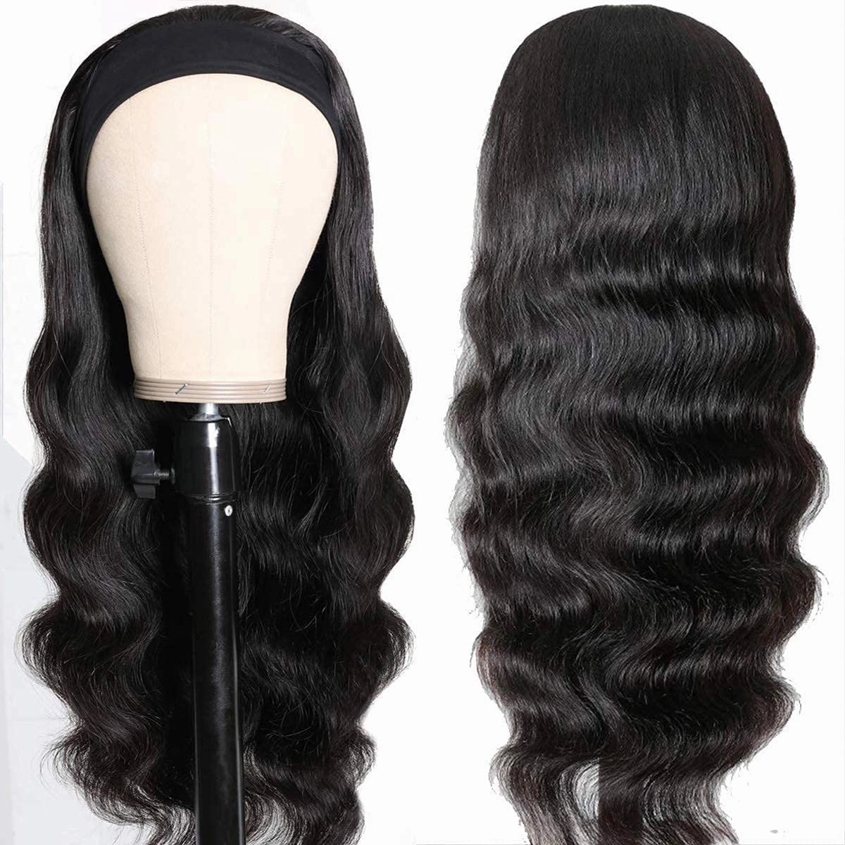 higher Body Wave Headband Human Hair Wig 14 Inch Glueless None Lace Front Wig Brazilian Virgin Hair Wear and Go Wigs for Black Women 150% Density Wigs Natural Color