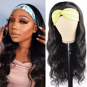 higher Body Wave Headband Human Hair Wig 14 Inch Glueless None Lace Front Wig Brazilian Virgin Hair Wear and Go Wigs for Black Women 150% Density Wigs Natural Color