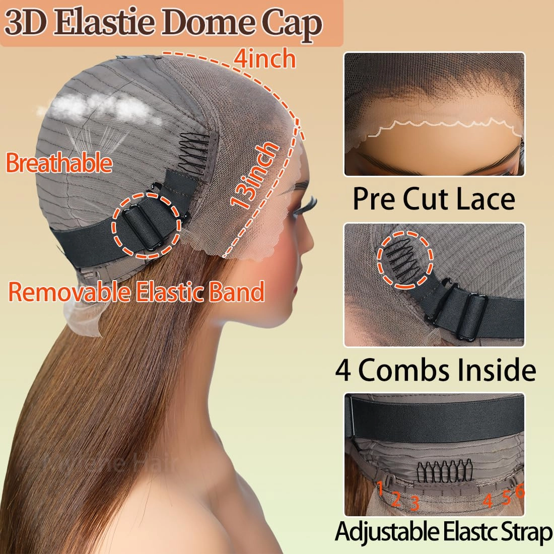 Highlight Straight Glueless Wigs Human Hair Pre Plucked Pre Cut 4/27 Wear and Go Glueless Wigs Human Hair 13X4 HD Lace Front Wigs for Women Honey Blonde 180% Density Colored Straight 30Inch