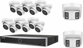 HIK-Vision IP Camera System, 8MP NVR Kit, 16 Channel 4K NVR 4TB with 12 x 4K Turret Dome Cameras 2.8mm  180° Panormic Wide Angle POE IP Camera, IP67 H.265  Compatible with Hikvision Hik-Connect