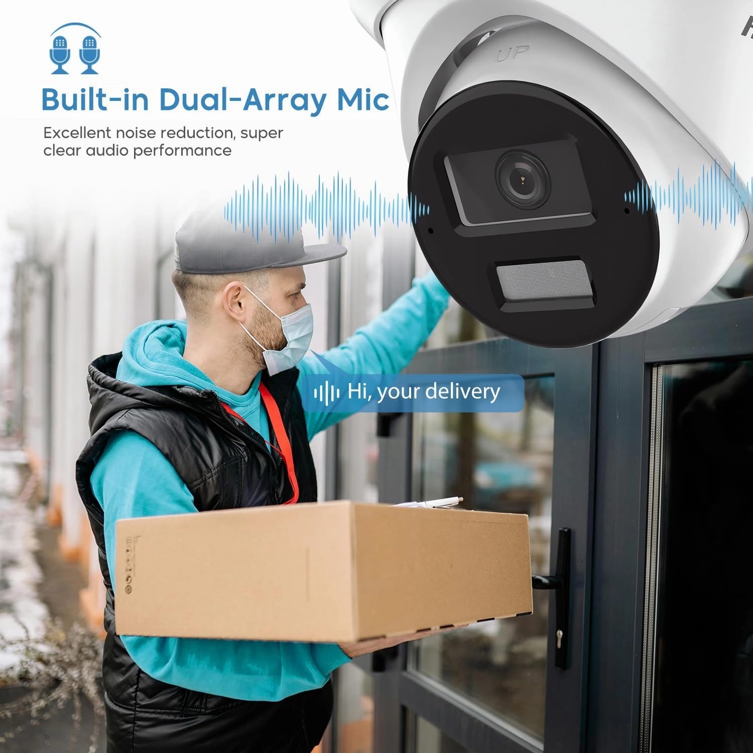 HIKV 4 Channel NVR Camera System Kit, DS-7604NXI-K1/4P 4K ACU-Sense PoE NVR, 4X DS-2CD2343G2-LI2U 4MP Dual Mic WDR IP Cameras, Facial Recognition, VCA, AI Detection, Compatible for Hikvision(NO HDD)