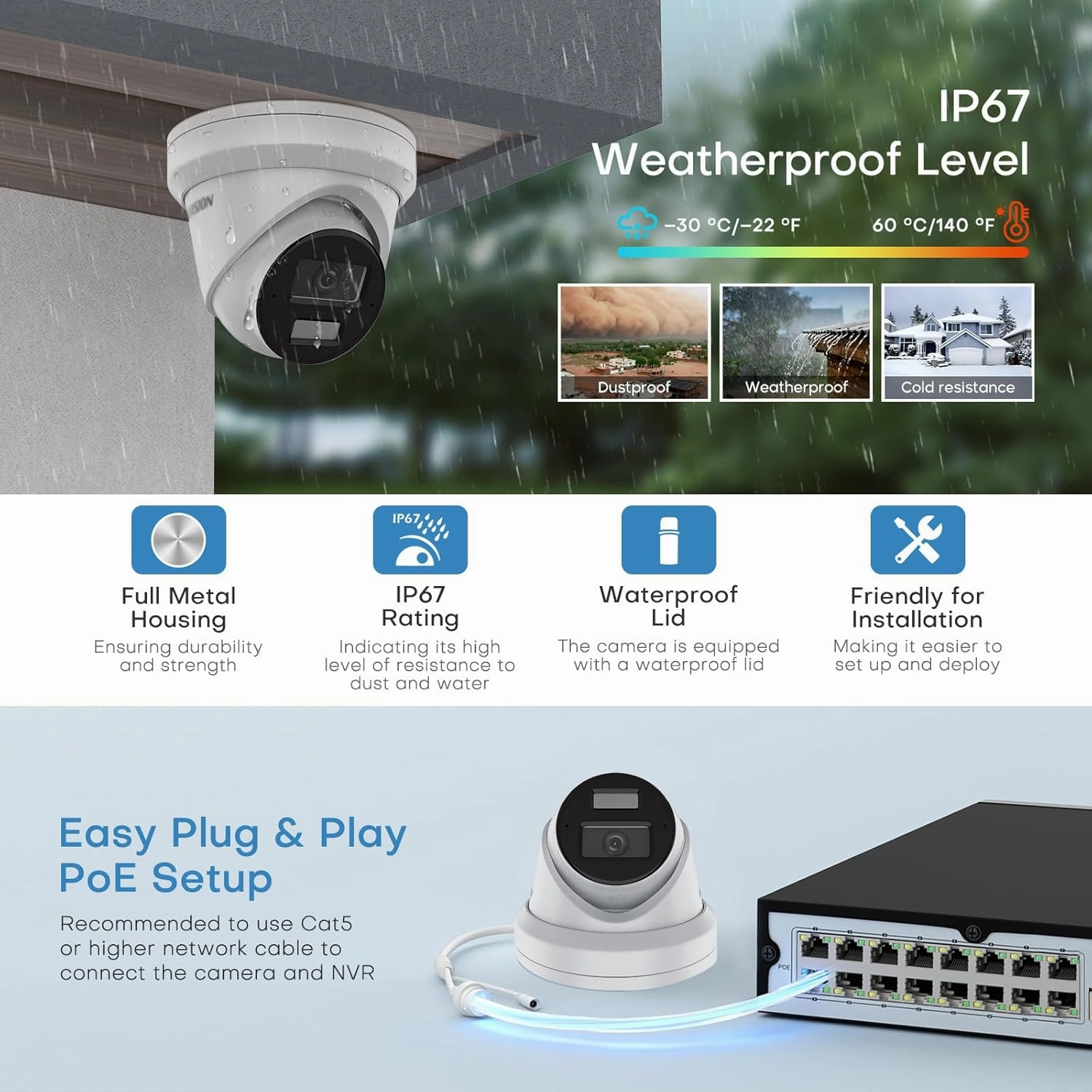 HIKV 4 Channel NVR Camera System Kit, DS-7604NXI-K1/4P 4K ACU-Sense PoE NVR, 4X DS-2CD2343G2-LI2U 4MP Dual Mic WDR IP Cameras, Facial Recognition, VCA, AI Detection, Compatible for Hikvision(NO HDD)