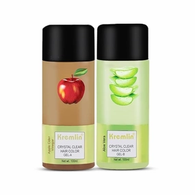 HN K'remlinn Crystal Clear Gel Hair Color - 100 ML Apple Cider Vineger 100 ML Alovera | With Free Hand Gloves | Paraben and Ammonia Free - Suitable For Hair Type [Dark Brown, 200 Ml]