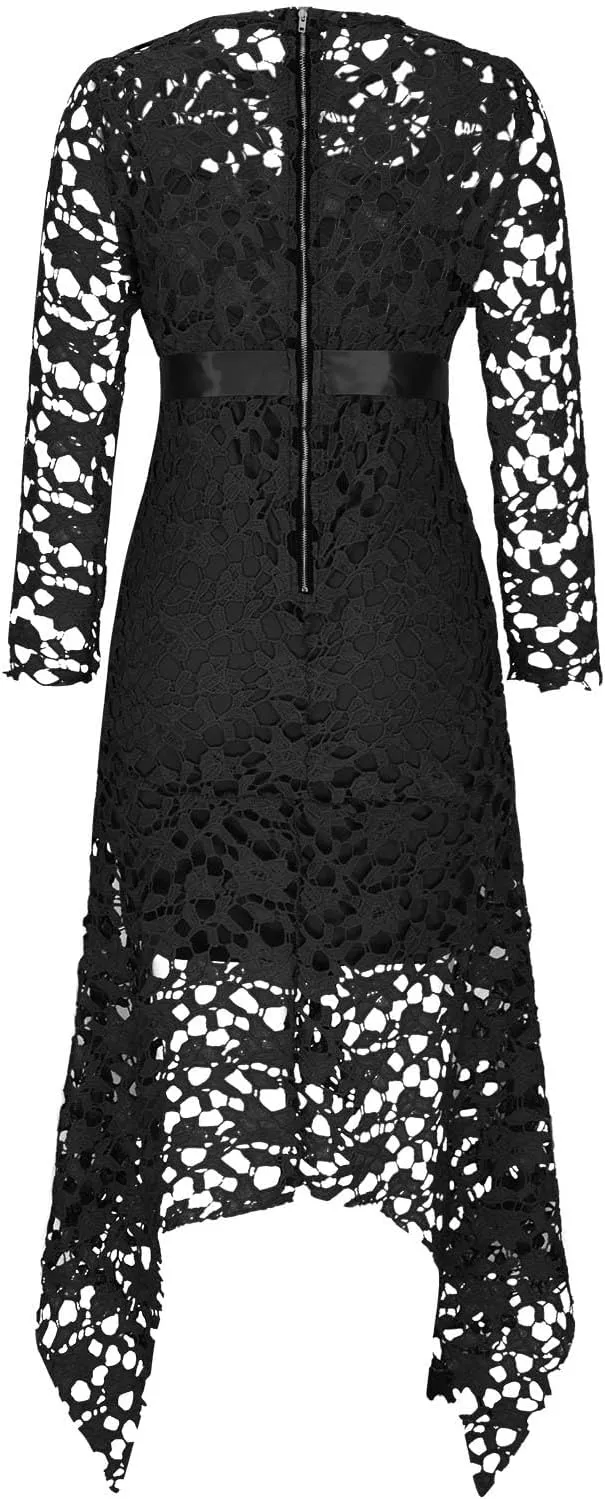 Hollow Floor-Length Lace-Up Asymmetrical Women's Maxi Dress Sexy Lace Dress Party Evening Dress 2025 Fashion