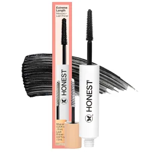 Honest Beauty 2-in-1 Extreme Length Clean Mascara   Lash Primer | Lengthening   Volumizing | Cruelty Free   Safe for Sensitive Eyes | Black, .27 fl oz