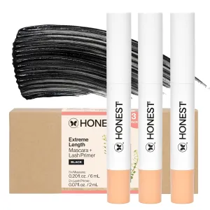 Honest Beauty 2-in-1 Extreme Length Mascara   Lash Primer 3-Pack | Cruelty Free   Safe for Sensitive Eyes | 0.27 fl oz each (pack of 3)