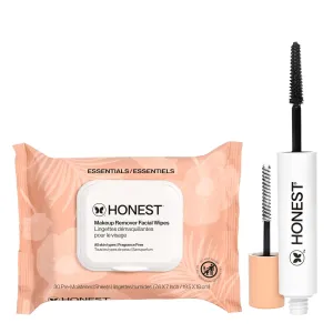 Honest Beauty Extreme Length Volumizing Clean Mascara   Cleansing Makeup Remover Facial Wipes Bundle | Safe for Sensitive Skin and Eyes | 0.27 fl oz, 30 Count