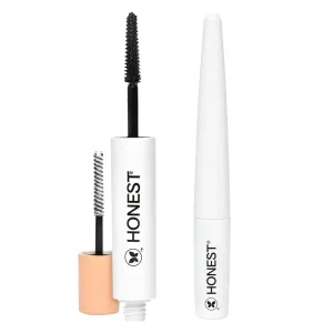 Honest Beauty Extreme Length Volumizing Clean Mascara   Longlasting Vegan Liquid Eyeliner Bundle | EWG Verified   Cruelty Free | Black, 0.27 fl oz, 0.58 fl oz