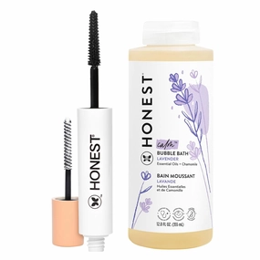 Honest Beauty Extreme Length Volumizing Clean Mascara   Honest Lavender Foaming Bubble Bath Bundle | Naturally Derived   Cruelty Free | 0.27 fl oz, 12 fl oz