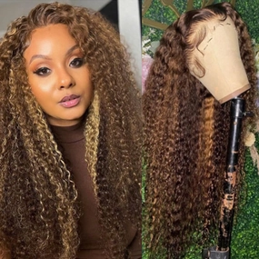 Honey Blonde 9x6 Lace Front Wigs Human Hair Ombre 4/27 Highlight 9x6 HD Lace Front Wigs Human Hair Wet and Wavy Deep Wave Glueless Lace Frontal Wigs Pre Plucked Pre Cut 180% Density 22inch