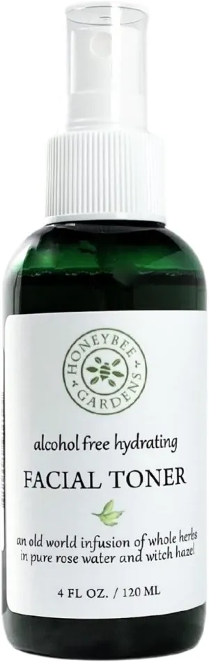 Honeybee Gardens 100% Natural Hydrating Facial Toner/Makeup Setting Spray | Alcohol Free | 4 fl oz.| Vegan | Gluten Free | Cruelty Free | Unscented