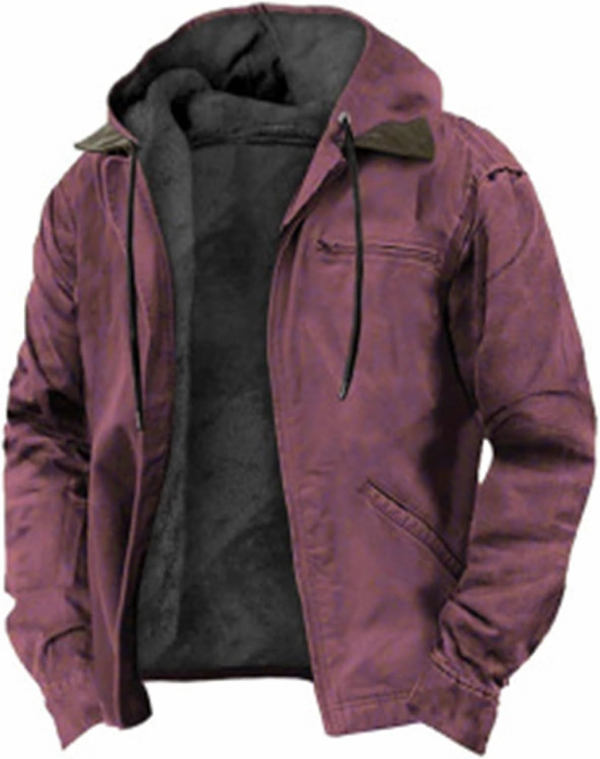 Hoodies for Men Full Zip Up Sweatshirt Heavyweight Fleece Jacket Sherpa Lined Flannel Hoodie Warm Hooded Coat