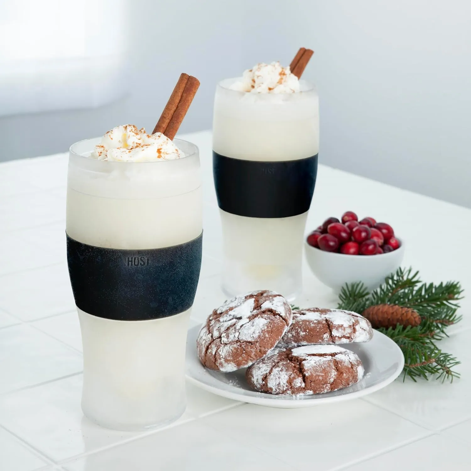 Host Freeze, Frozen Mugs, Freezable Pint Set, Beer Keep Your Drinks Cold, Double Walled Insulated Glasses, Tumbler for Iced Coffee, 16oz, Set of 2, Black