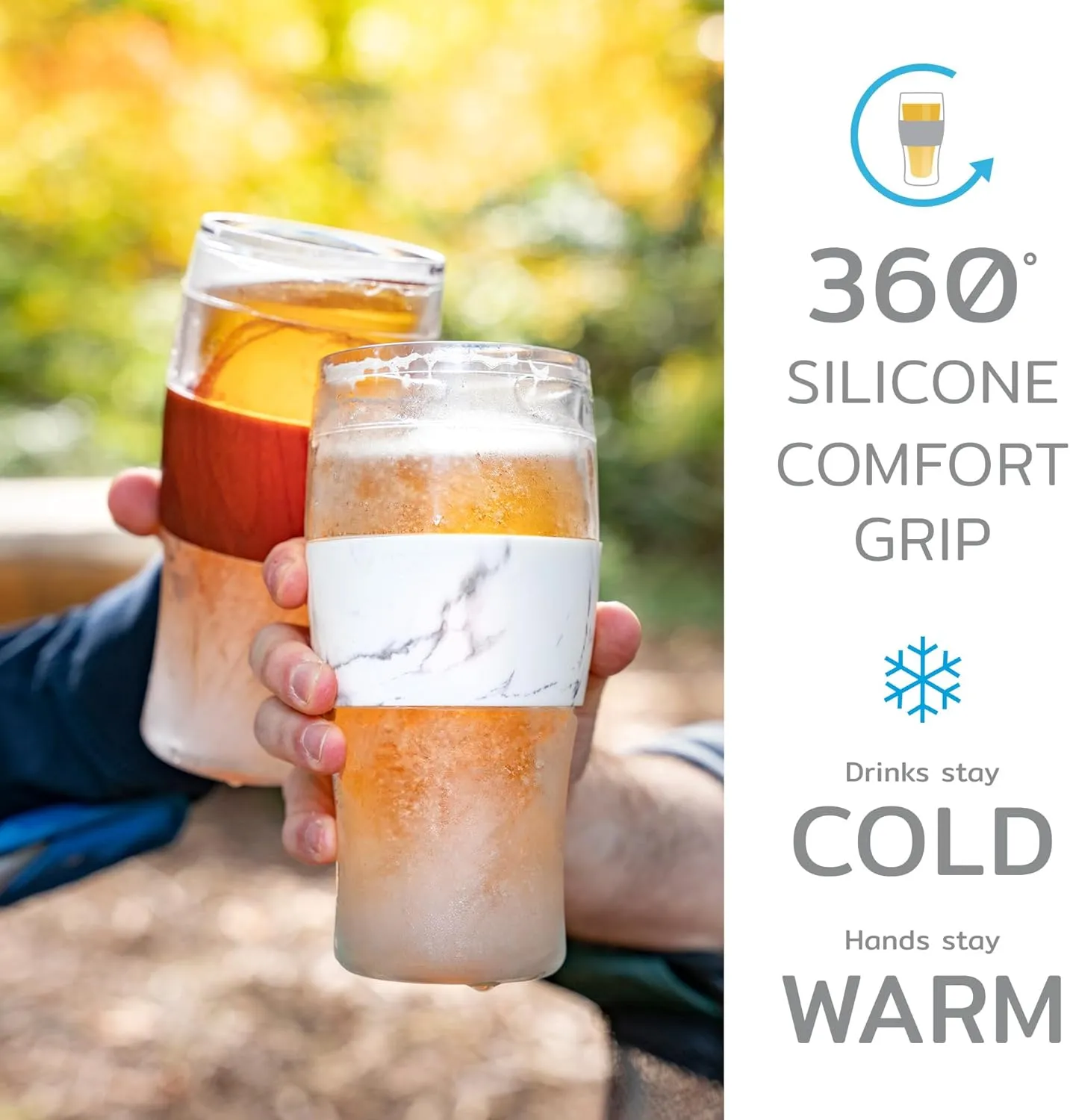 Host Freeze, Frozen Mugs, Freezable Pint Set, Beer Keep Your Drinks Cold, Double Walled Insulated Glasses, Tumbler for Iced Coffee, 16oz, Set of 2, Black