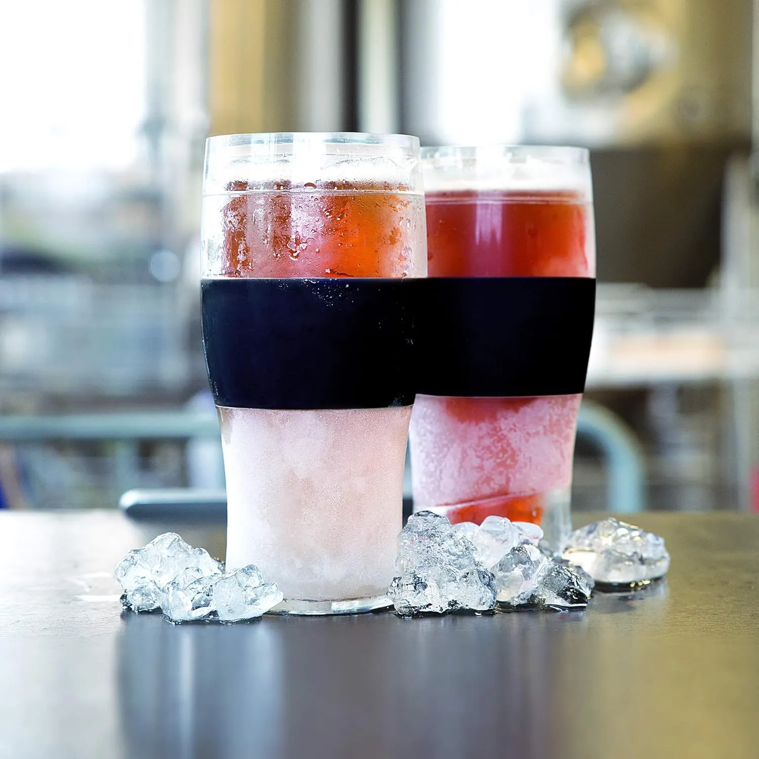 Host Freeze, Frozen Mugs, Freezable Pint Set, Beer Keep Your Drinks Cold, Double Walled Insulated Glasses, Tumbler for Iced Coffee, 16oz, Set of 2, Black