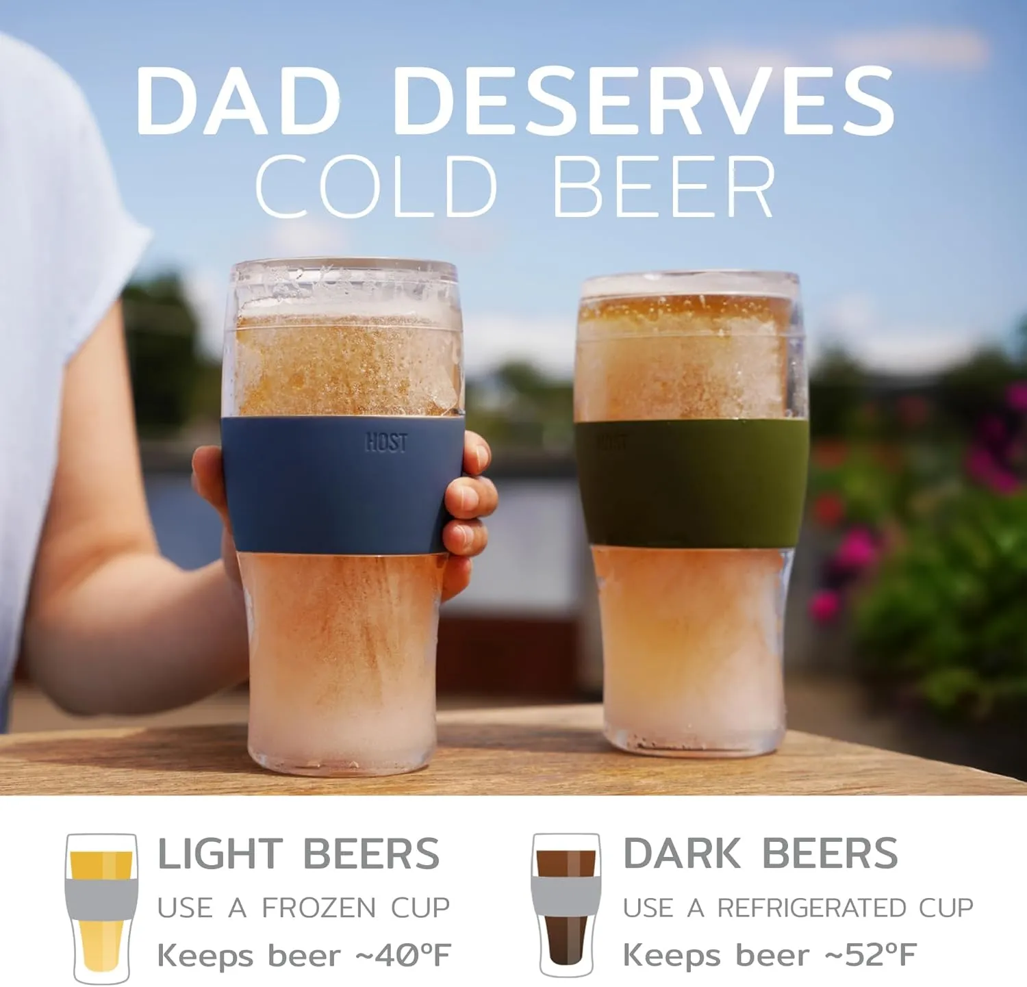 Host Freeze, Frozen Mugs, Freezable Pint Set, Beer Keep Your Drinks Cold, Double Walled Insulated Glasses, Tumbler for Iced Coffee, 16oz, Set of 2, Black