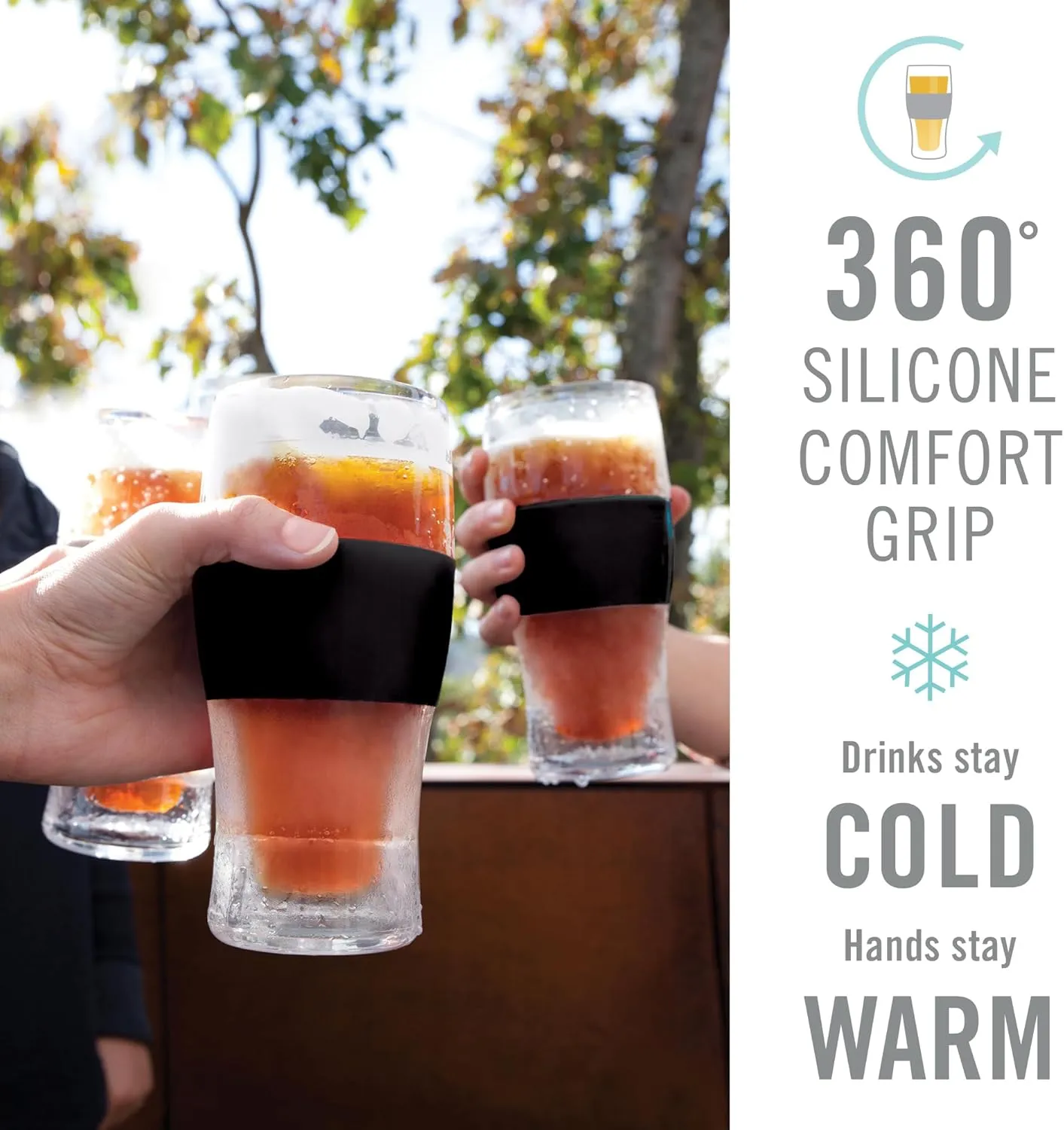 Host Freeze, Frozen Mugs, Freezable Pint Set, Beer Keep Your Drinks Cold, Double Walled Insulated Glasses, Tumbler for Iced Coffee, 16oz, Set of 2, Black