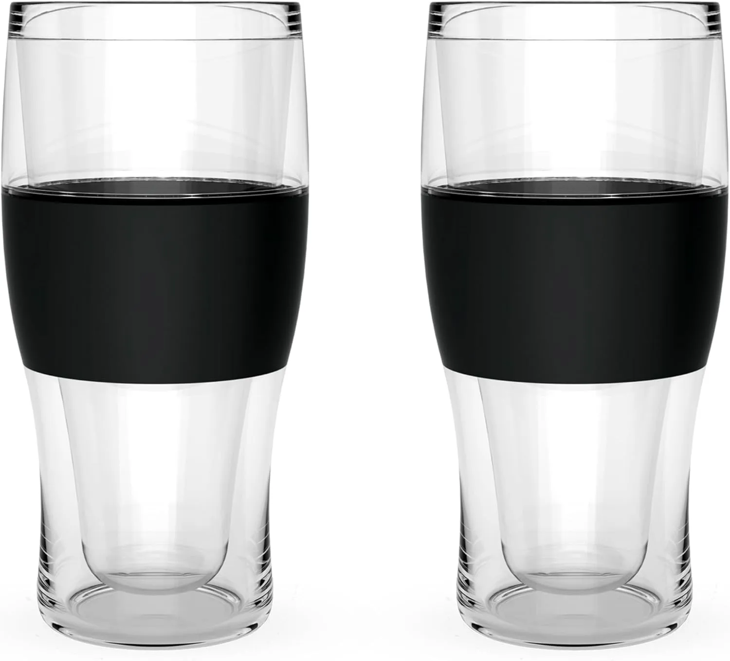 Host Freeze, Frozen Mugs, Freezable Pint Set, Beer Keep Your Drinks Cold, Double Walled Insulated Glasses, Tumbler for Iced Coffee, 16oz, Set of 2, Black
