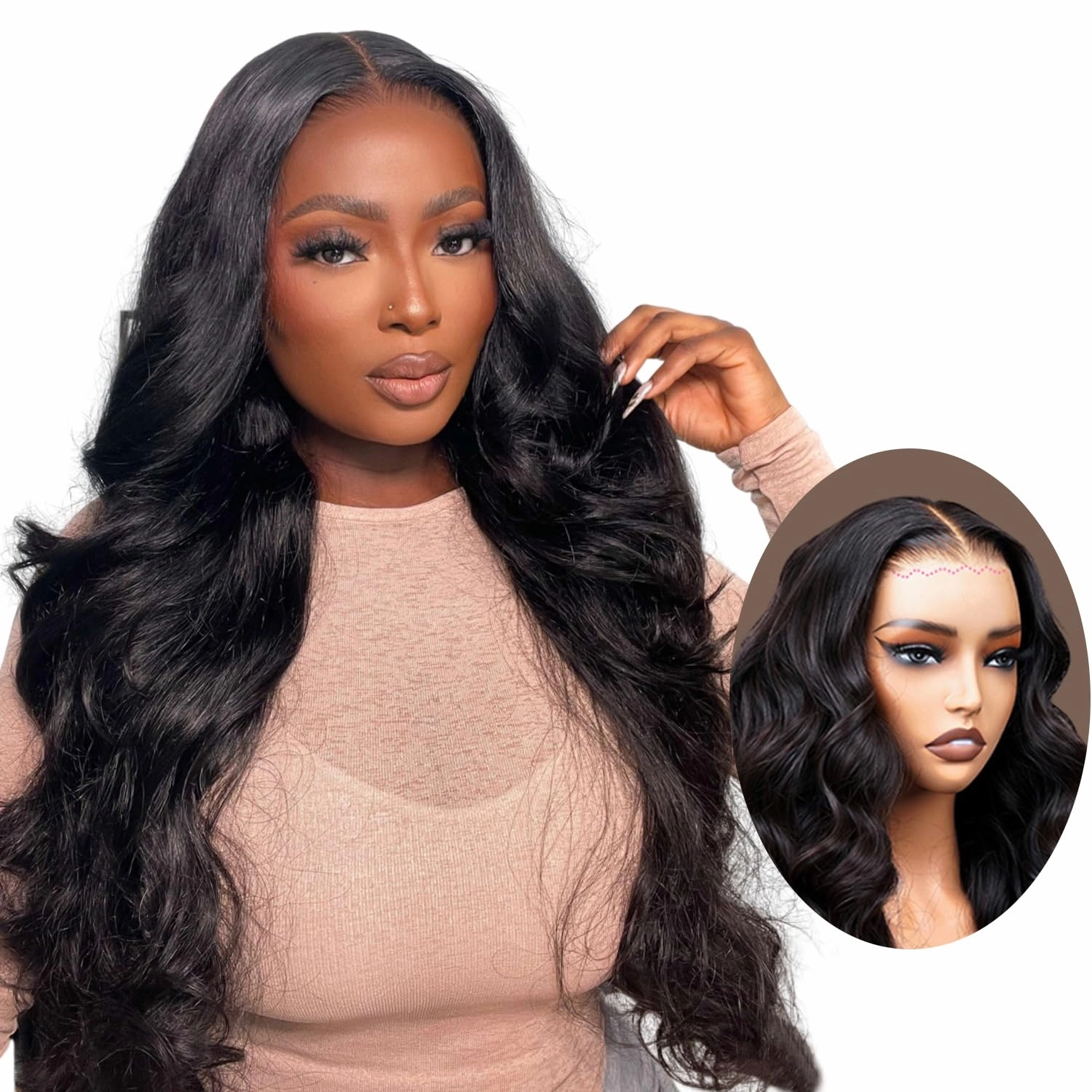 HOT STAR 28 Inch 250% Density 260g Wear and Go Glueless Wigs Human Hair Pre Plucked Pre Cut 6x4 Lace Closure Wig 100% Human Hair Glueless Body Wave Wigs for Black Women
