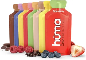 Huma Chia Energy Gel, Variety 12 Pack - Stomach Friendly, Real Food Energy Gels for Endurance Exercise
