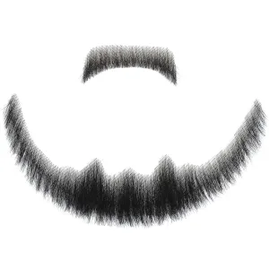 Human Hair Realistic Full Hand Tied Facial Hair Makeup Lace Invisible False Beard Lace For Adults Men Full Character Beard Cosplay