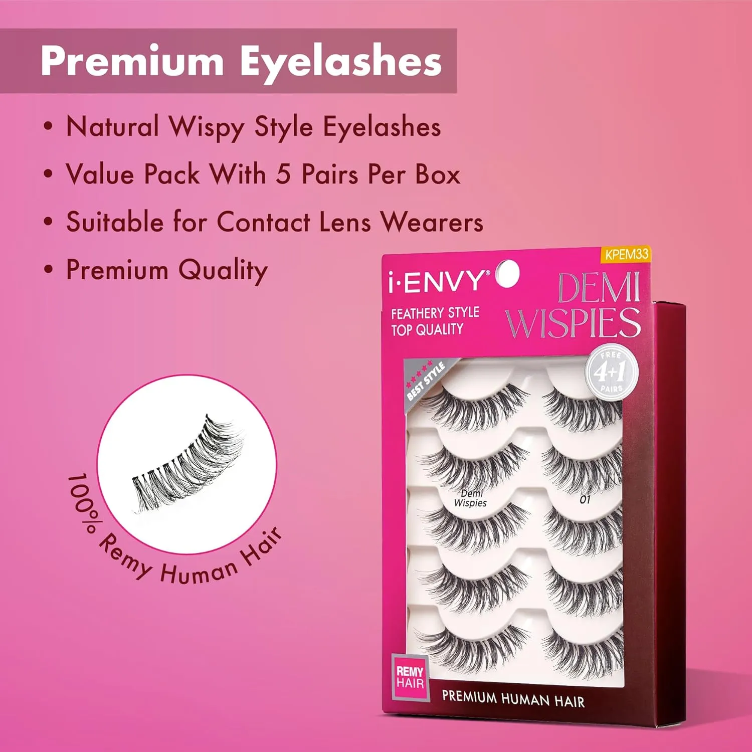 i-ENVY 10 Pairs Demi Wispies False Lashes (2 Pack), Premium Quality 100% Human Hair, Fluffy Feathered Eyelashes With Volume & Curl, Natural Look, Lightweight, Comfortable, Reusable for Everyday Wear