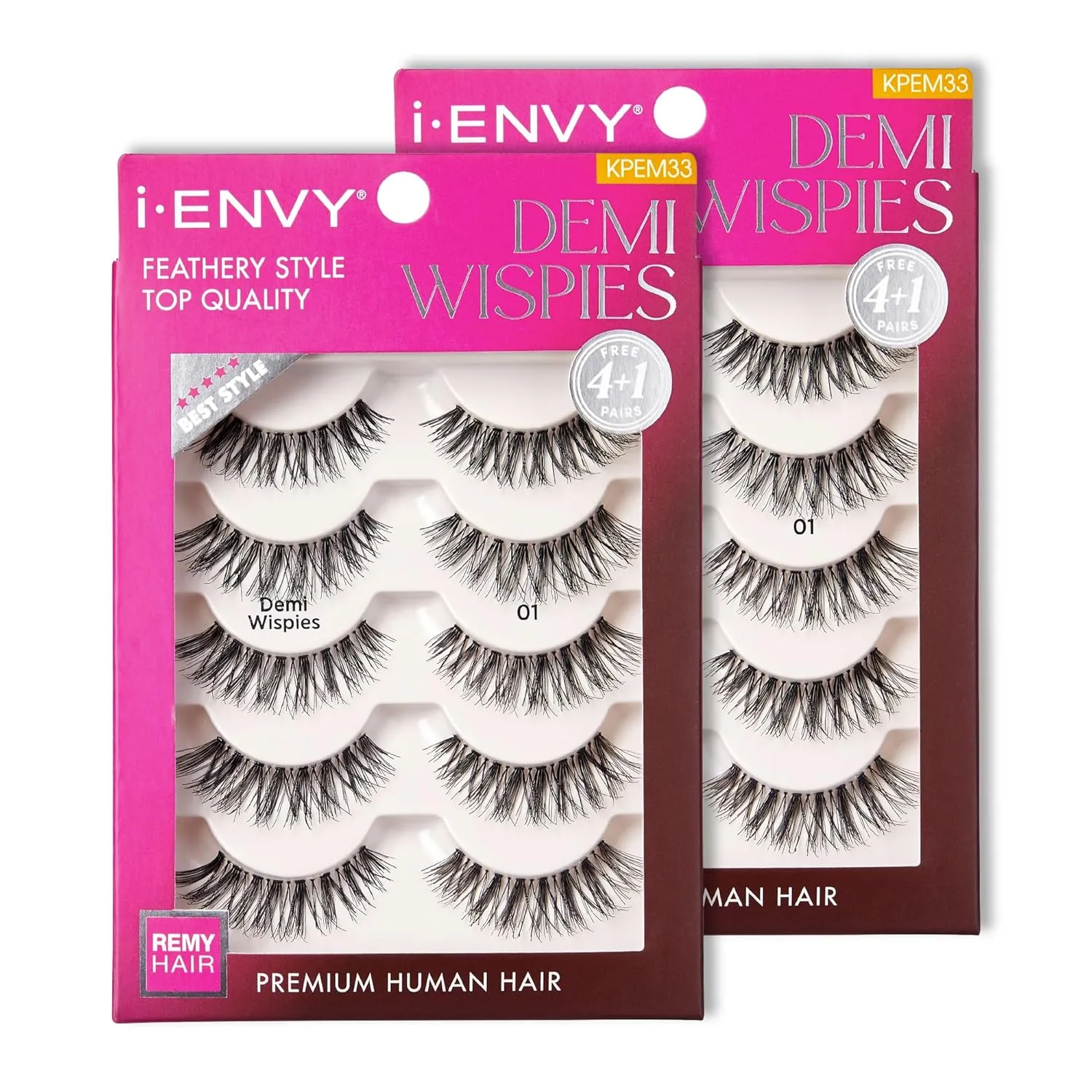 i-ENVY 10 Pairs Demi Wispies False Lashes (2 Pack), Premium Quality 100% Human Hair, Fluffy Feathered Eyelashes With Volume & Curl, Natural Look, Lightweight, Comfortable, Reusable for Everyday Wear