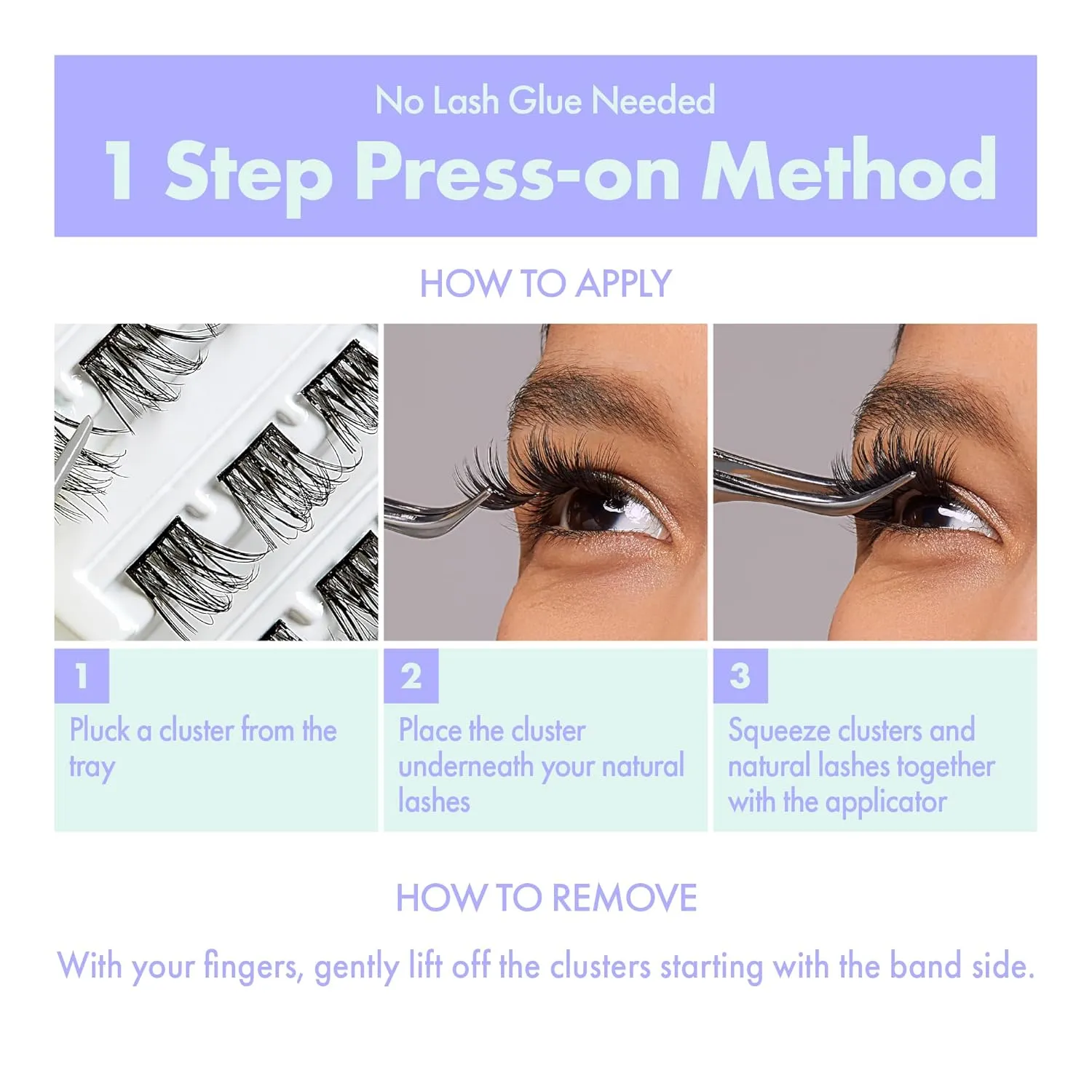 i-ENVY Press&Go Self Adhesive Eyelashes and Applicator Kit, No Glue False Eyelash Clusters, Easy Application 1 Step Press-On Lashes, No Damage or Residue (Every Day Natural)